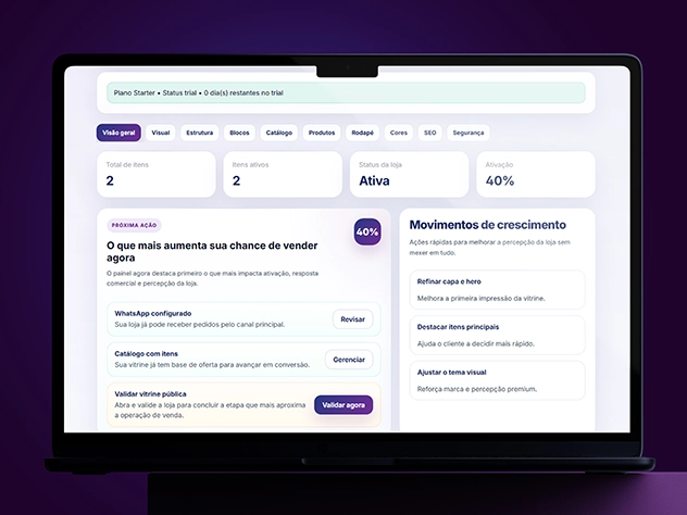 Mockup do painel da loja em notebook